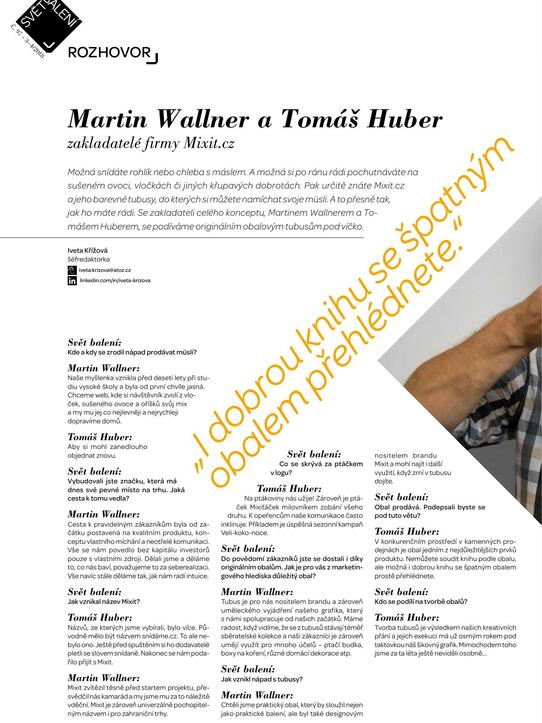 Martin Wallner a Tomáš Huber zakladatelé firmy Mixit