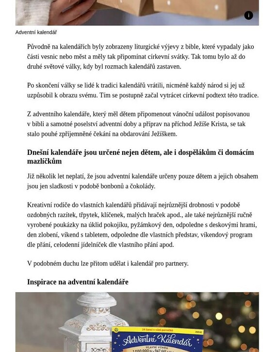 Adventní kalendáře zkrátí čekání na Ježíška nejmenším, dospělákům i mazlíčkům