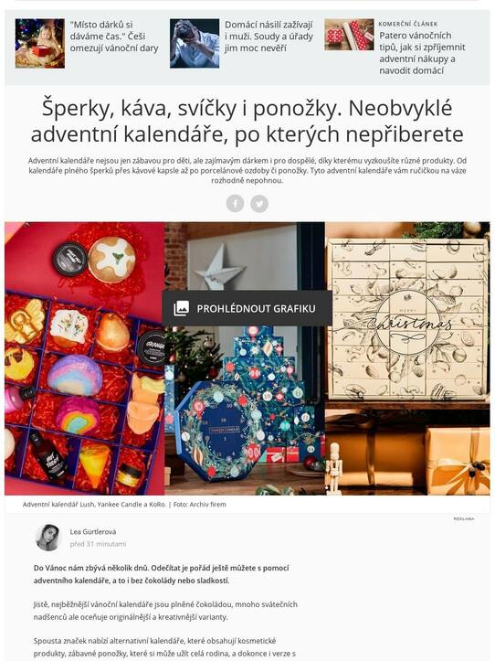 Šperky, káva, svíčky i ponožky. Neobvyklé adventní kalendáře, po kterých nepřiberete