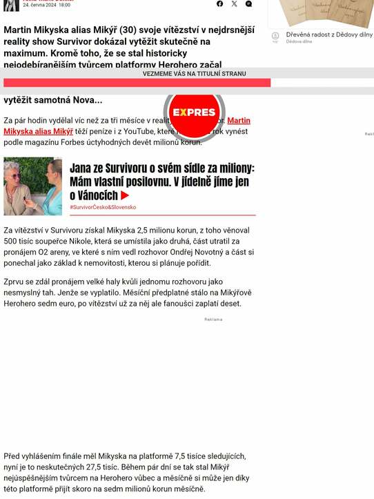 Mikýř si na Survivoru namastil kapsu: Měsíčně 7 milionů, ale jak je to vlastně s licencí?