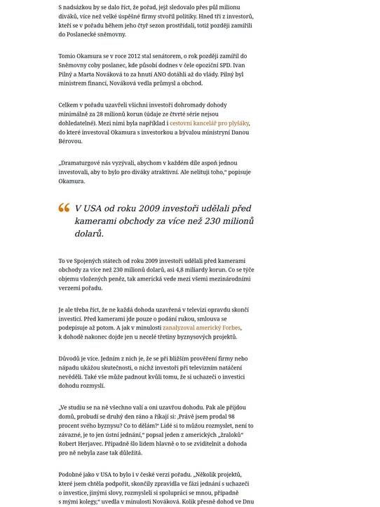 V USA stvořila milionáře, v Česku politiky. Populární televizní show se vrací | Forbes