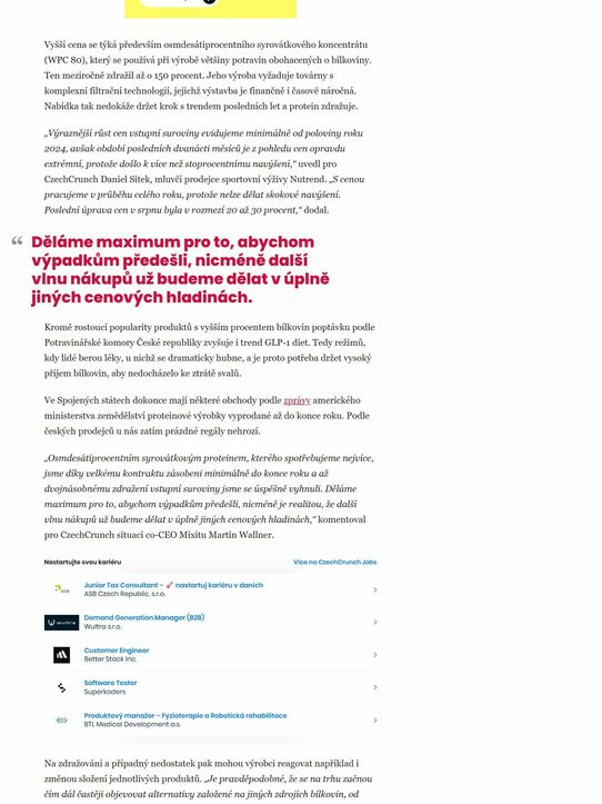 Poptávka po proteinech roste, výrobci nestíhají a ceny stoupají o desítky procent. Zdražuje se už i v Česku