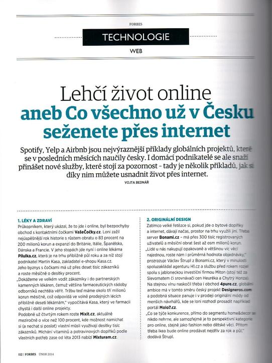 Forbes: Lehčí život online aneb Co všechno už v Česku seženete přes internet