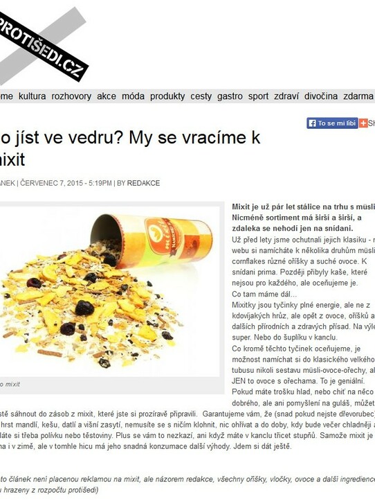 protisedi.cz: Co jíst ve vedru? My se vracíme k mixit