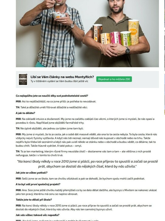 montyrich.cz: Podnikat ve dvou je prostě zábavnější, říkají Martin Wallner a Tomáš Huber