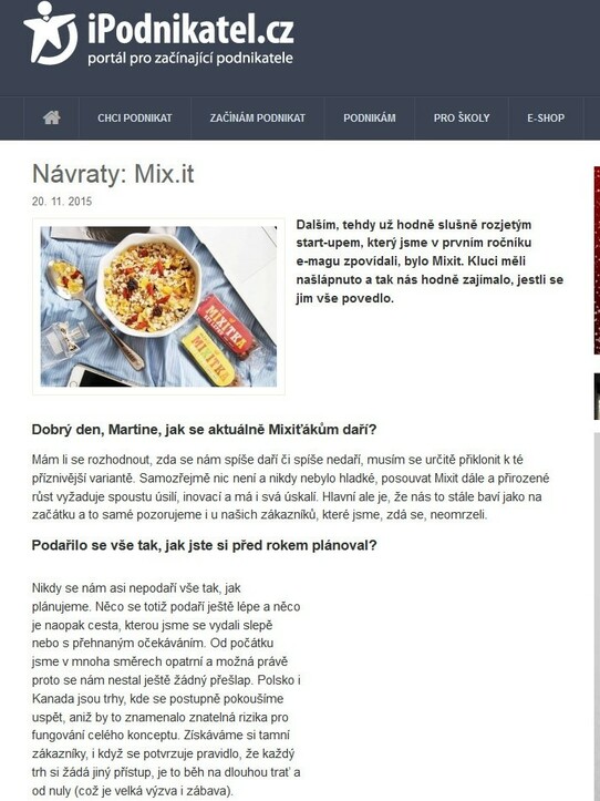 ipodnikatel.cz: Návraty: Mix.it
