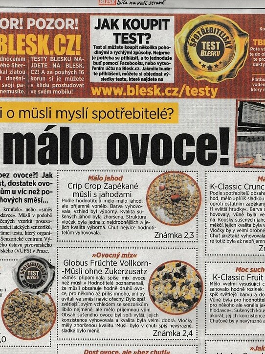 Blesk: Bez ovoce a plná cukru!