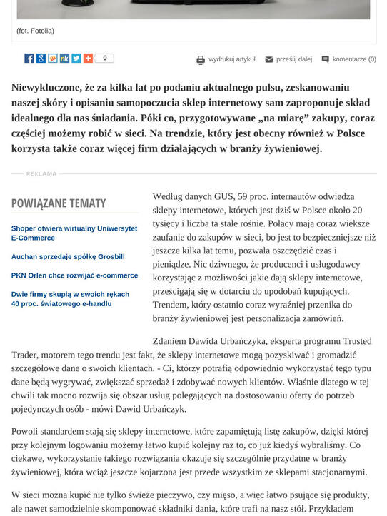 Portalspozywczy.pl: Zakupy w sieci coraz bardziej spersonalizowane