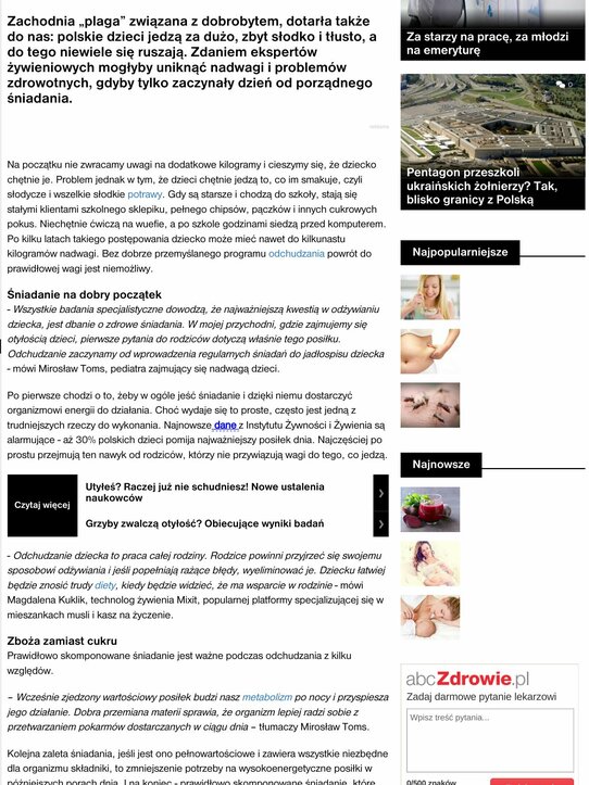 Dziennik.pl: Jesteśmy coraz grubsi. Jak zapobiec epidemii otyłości?