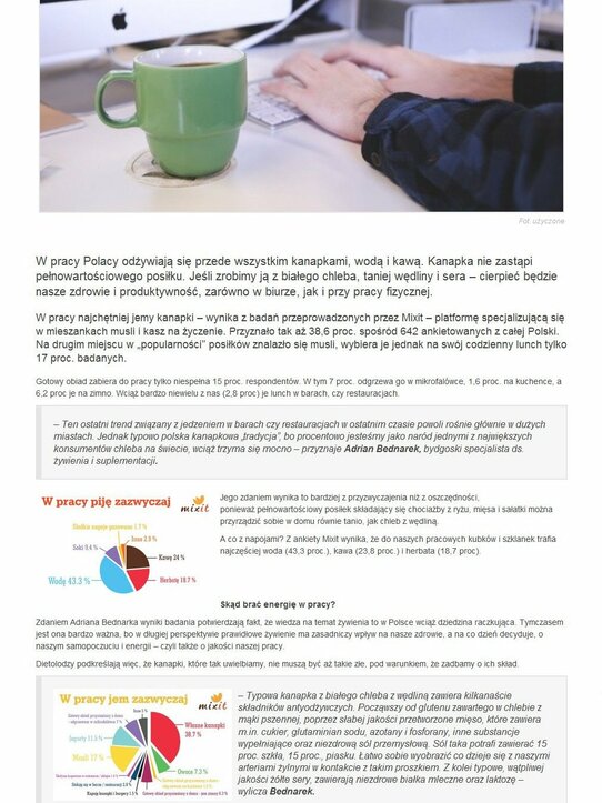 Naszbiznes24.pl: Polacy w pracy jedzą byle jak. Najchętniej kanapki popijane kawą