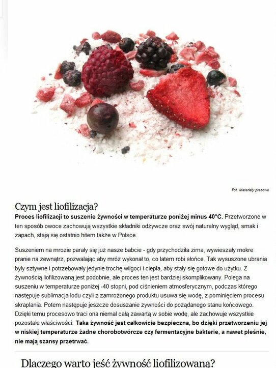 Polki.pl: Liofilizacja - zdrowe suszenie mrozem