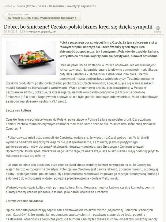 Inwestycje.pl: Dobre, bo śmieszne! Czesko-polski biznes kręci się dzięki sympatii