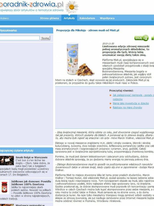 Poradnik-zdrowia.pl: Propozycja dla Mikołaja - zdrowe musli od Mixit.pl