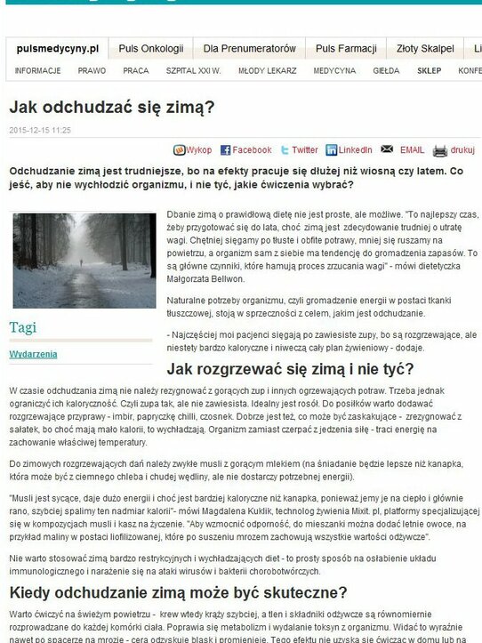 Plusmedycyny.pl: Jak odchudzać się zimą?