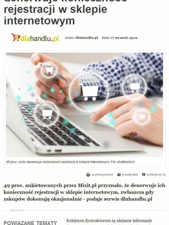 Portalspozywczy.pl: E-zakupy: 49 proc. osób denerwuje konieczność rejestracji w sklepie internetowym