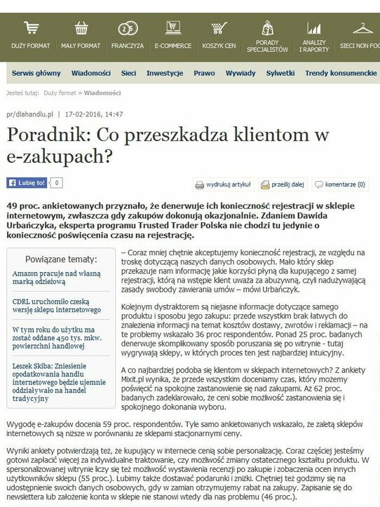 Dlahandlu.pl: Poradnik: Co przeszkadza klientom w e-zakupach?