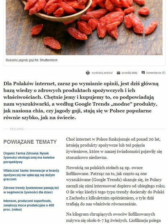 Portalspozywczy.pl: Polacy w wyborze zdrowych produktów kierują się wiedzą z internetu