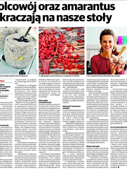 Dziennik Łódzki: Kolcowój oraz amarantus wkraczają na nasze stoły
