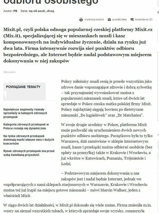 Portalspozywczy.pl: Mixit otwiera nowe punkty odbioru osobistego