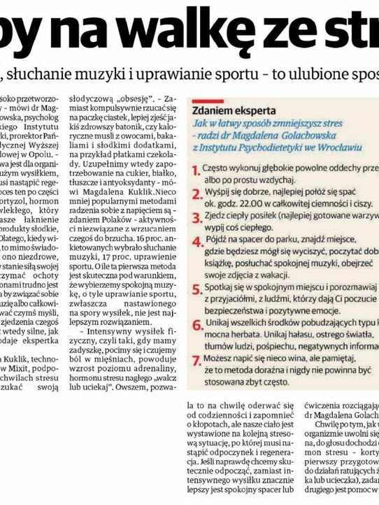 Kurier Lubelski: Sposoby na walkę ze stresem
