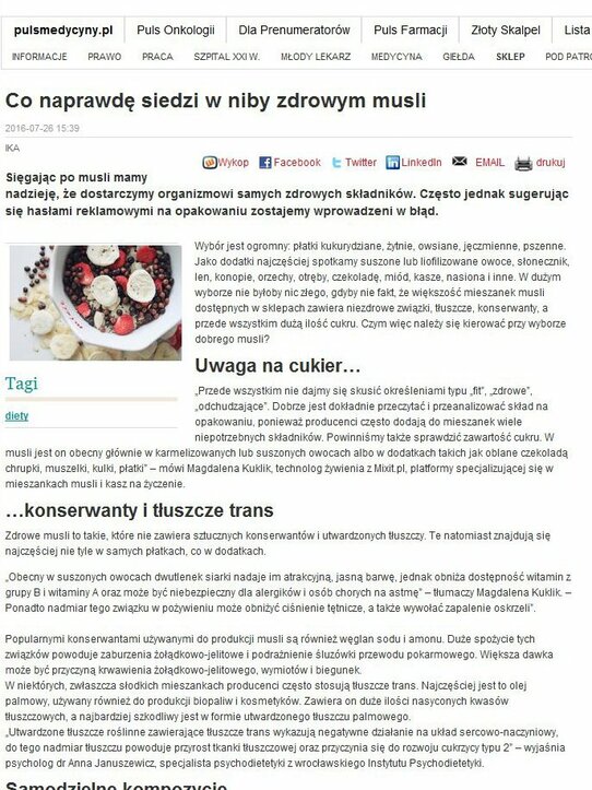 Plusmedycyny.pl: Co naprawdę siedzi niby w zdrowym musli