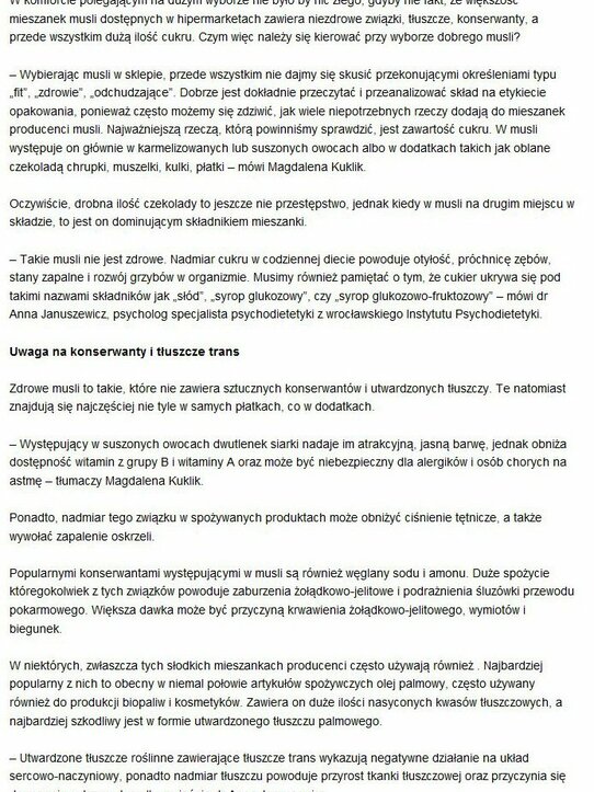 Senior.pl: Nie każde musli to zdrowie