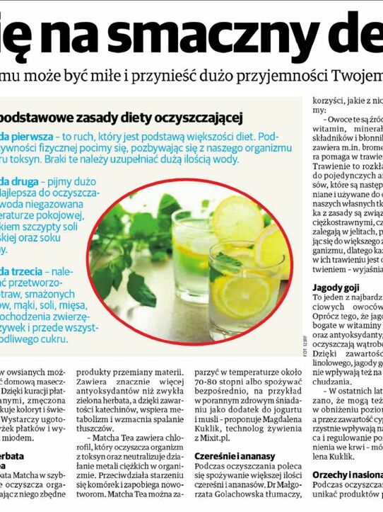 Gazeta Krakowska: Skuś się na smaczny detoks
