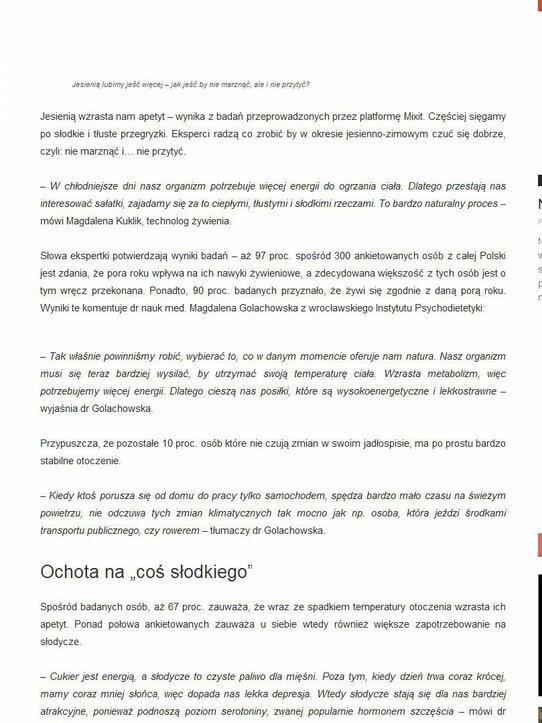 Obcasy.pl: Jesienią lubimy jeść więcej – jak jeść by nie marznąć, ale i nie przytyć?