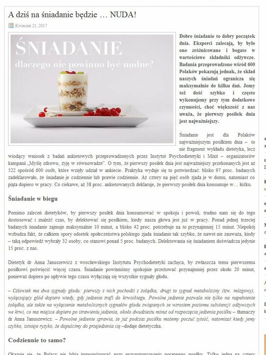 A dziś na śniadanie będzie … NUDA!