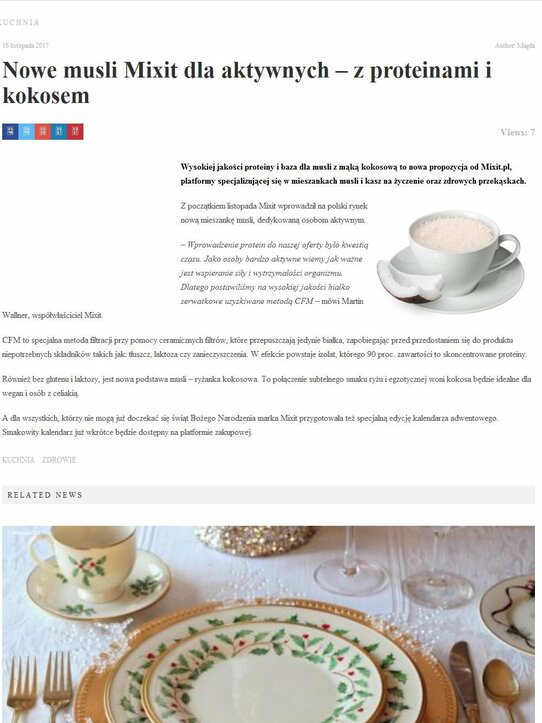 Nowe musli Mixit dla aktywnych – z proteinami i kokosem