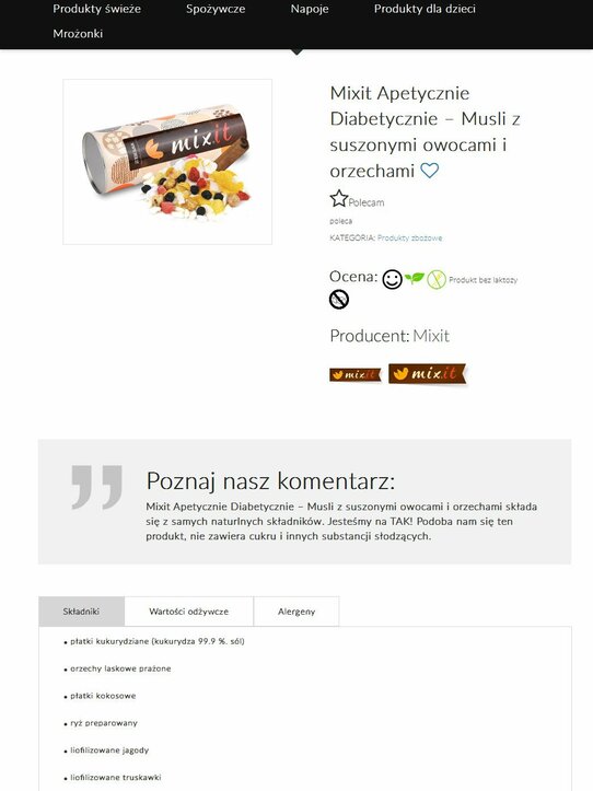 Mixit apetycznie diabetycznie - Musli z suszonymi owocami i orzechami 