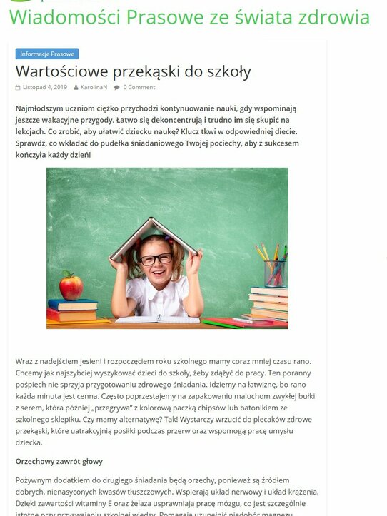 Wartościowe przekąski do szkoły
