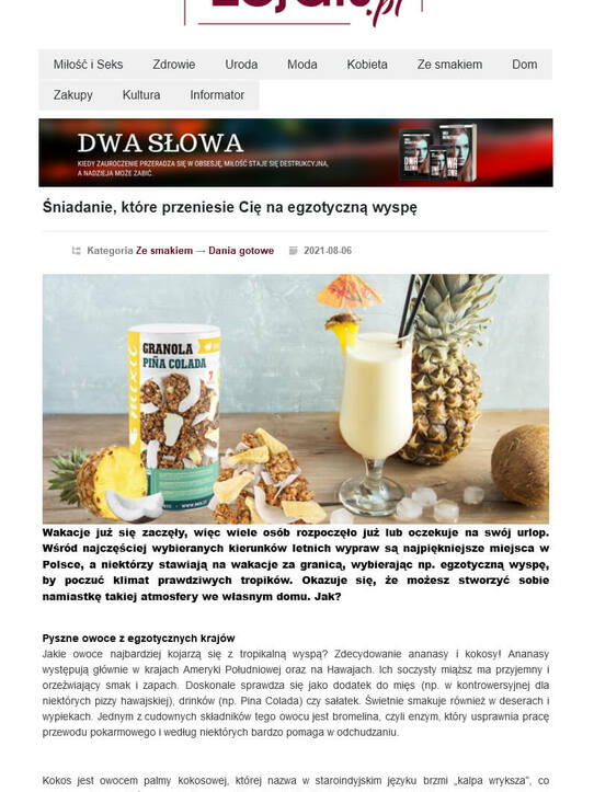 Śniadanie, które przeniesie Cię na egzotyczną wyspę