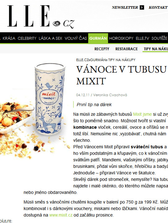 Elle.cz: Święta w tubie – z Mixit