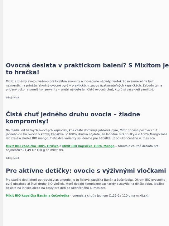 Sladká novinka pre najmenších od Mixitu: BIO ovocné kapsičky plné chuti!