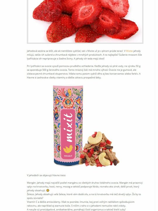 Mrazom sušené a vitamínmi nabité – také sú lyofilizované jahody od Mixit