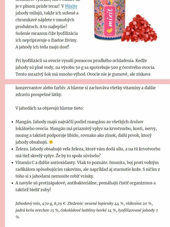 Mrazom sušené a vitamínmi nabité – také sú lyofilizované jahody od Mixit 05/2021