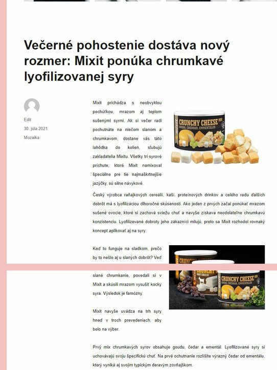 Večerné pohostenie dostáva nový rozmer: Mixit ponúka chrumkavé lyofilizovanej syry (modernysvet.sk)