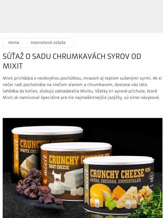 Súťaž o sadu chrumkavách syrov od Mixit