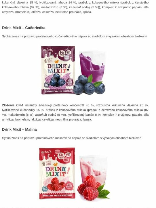 Degustačný Drink Mixit – sypká zmes na prípravu proteínového nápoja s vysokým obsahom bielkovín