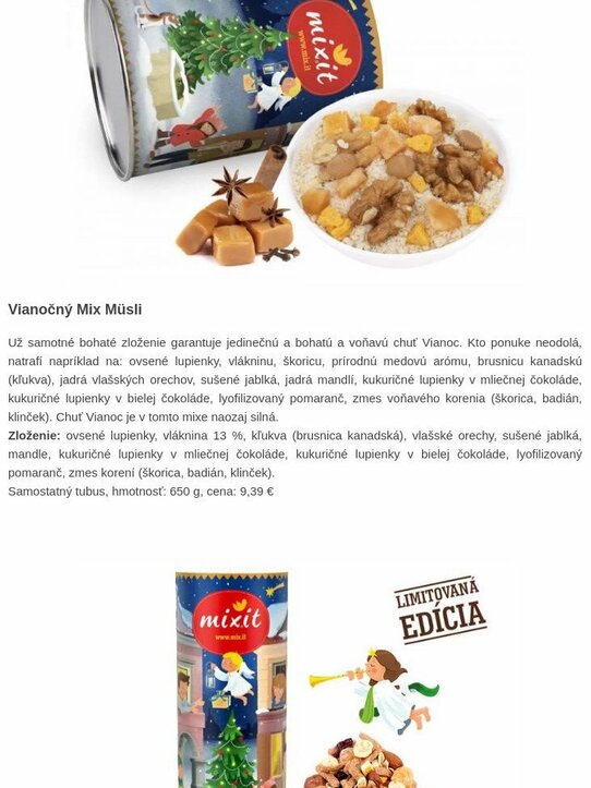 Vianočný MIX Müsli so sušeným ovocím a orechami. Neodmüsliteľná súčasť aj vašich Vianoc!