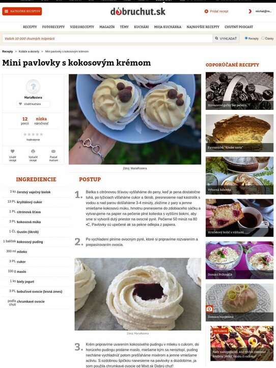 Mini pavlovky s kokosovým krémom
