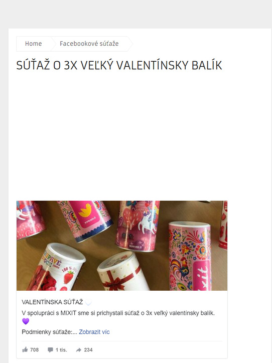 Súťaž o 3x veľký valentínsky balík