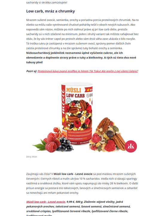 Low carb, ktorý si zamüslujete! Nové tubusy od Mixit potešia každého športovca aj dietára