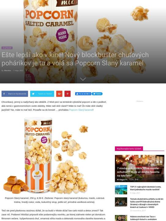Ešte lepší ako v kine! Nový blockbuster chuťových pohárikov je tu a volá sa Popcorn Slaný karamel (mmagazin.sk)