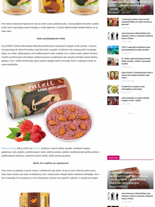 Ochutnajte raňajkové menu športových hviezd! Kaša samuraja Jirky Procházky a Müsli Adama Ondru vás nabijú energiou (mmagazin.sk)