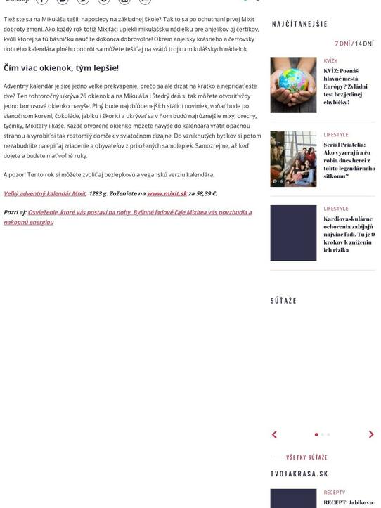 Anjelsky krásny, čertovsky dobrý! Mixiťáci pripravili najnabitejší adventný kalendár všetkých čias a má rovno 26 okienok!