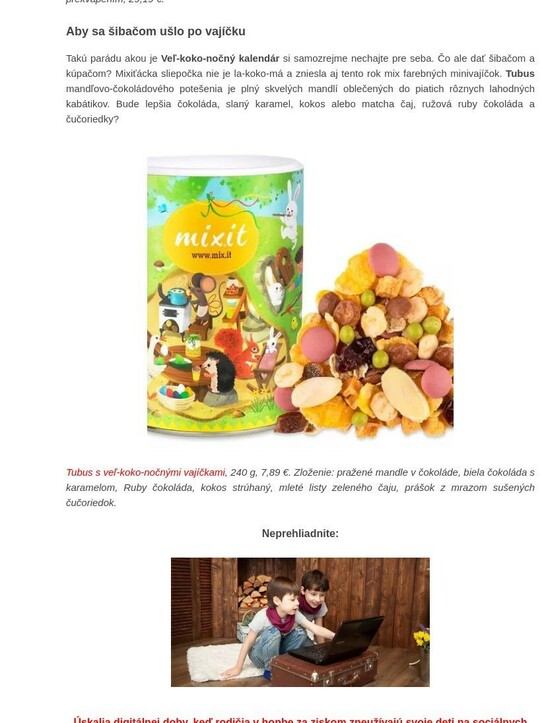 Mixit má novinku: veľ-koko-nočný kalendár s veľ-koko-nočnými vajíčkami na každý deň!