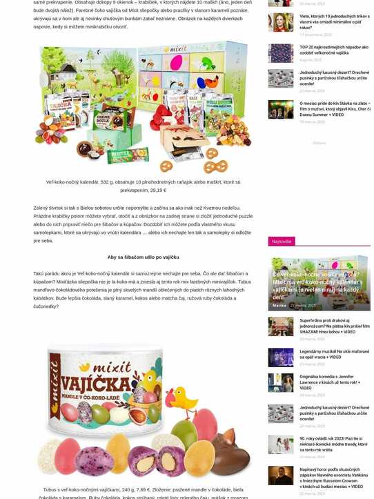 Čo veľ-koko-nočné košíky vajíčok? Mixit má veľ-koko-nočný kalendár s vajíčkami (a nielen nimi) na každý deň!