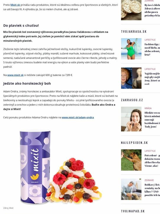 Späť do minuloročných plaviek s produktmi od Mixit.sk: Zdravá výživa pre športovcov